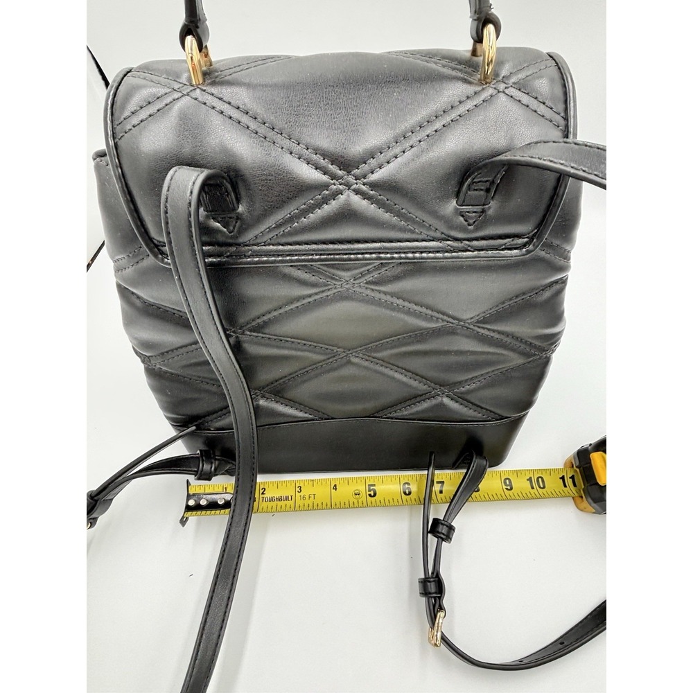 Michael Kors Serena Backpack Quilted Leather Flap Black & Gold mult pockets MED - Picture 14 of 14